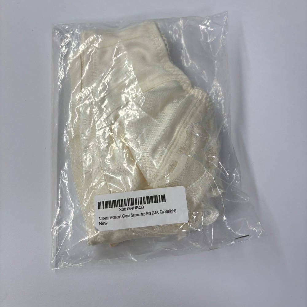 NWT Amoena Womens Gloria Seamed Mastectomy Bra 34A Candlelight 2141 Lace Pocket